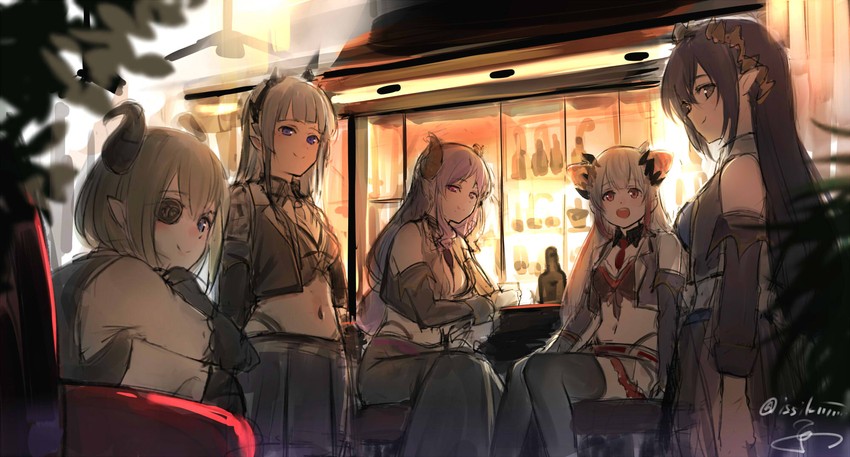 suou patra, saionji mary, sekishiro mico, shimamura charlotte, and sougetsu eli (nanashi inc. and 1 more) drawn by isshiki_(ffmania7)