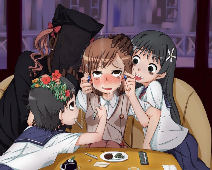 misaka mikoto, shirai kuroko, saten ruiko, and uiharu kazari (toaru majutsu no index and 1 more) drawn by 4shi