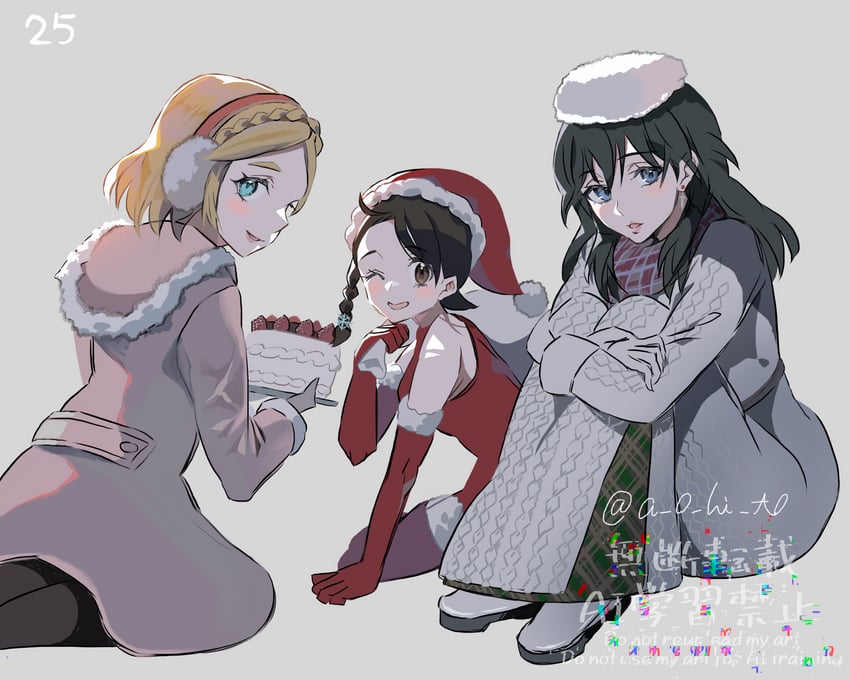 princess zelda, female byleth, and juliana (pokemon and 5 more) drawn by ao_hito