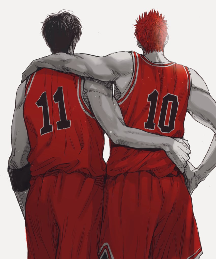 sakuragi hanamichi and rukawa kaede (slam dunk) drawn by marukome0816