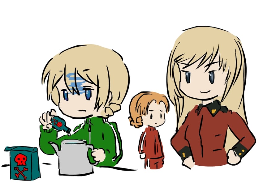 darjeeling, orange pekoe, and earl grey (girls und panzer) drawn by ika_grande