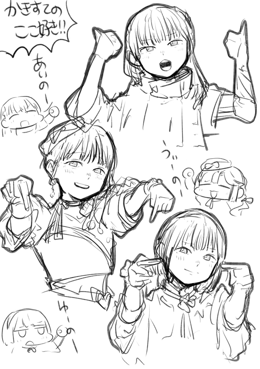 momose ginko, anyoji hime, kachimachi kosuzu, sakurai hina, kurusu rin, and 1 more (love live! and 2 more) drawn by nikujaga_(tmn6_6)