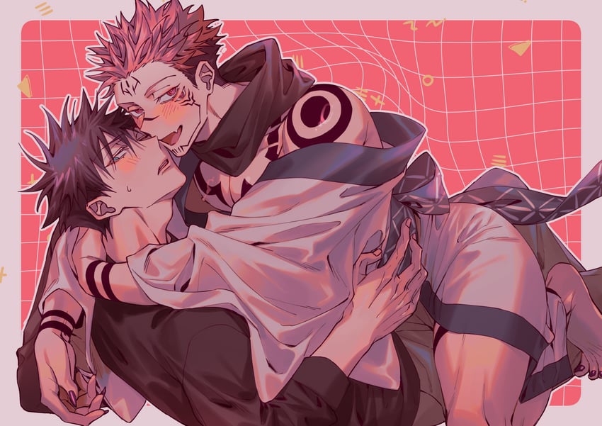 fushiguro megumi and ryoumen sukuna (jujutsu kaisen) drawn by azukiharuta_ju