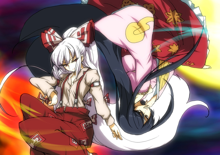 fujiwara no mokou and houraisan kaguya (touhou) drawn by hiseki_(tknkkm)