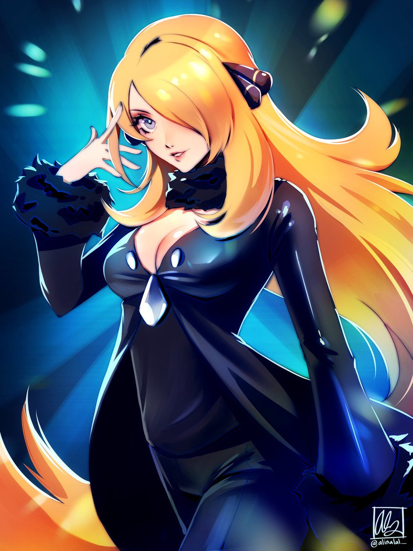 cynthia (pokemon and 1 more) drawn by alina_l