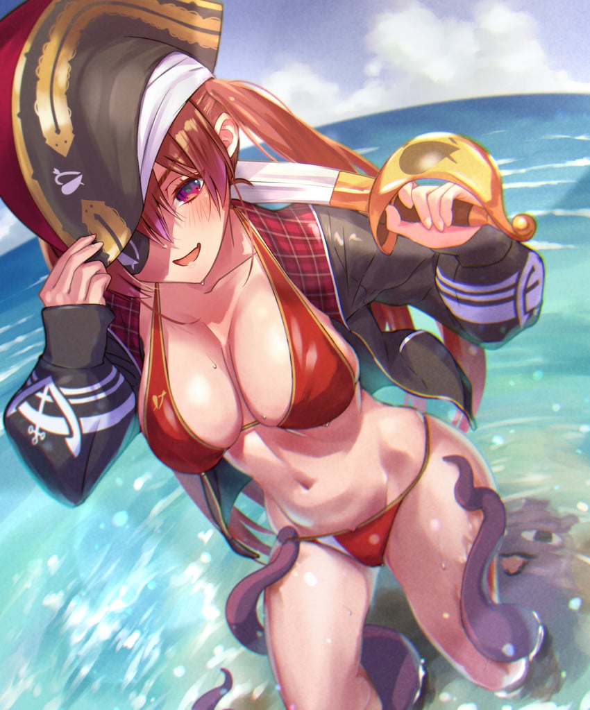 houshou marine and takodachi (hololive and 1 more) drawn by otk