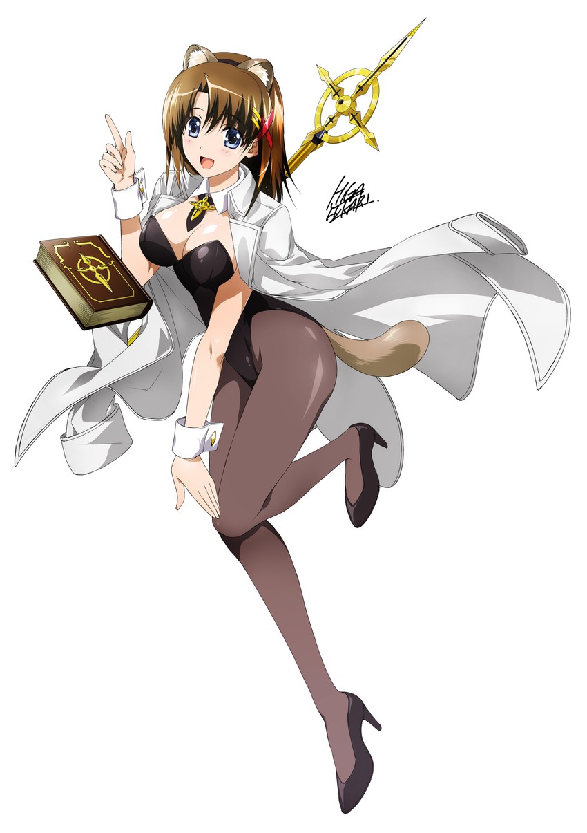 yagami hayate, schwertkreuz, and tome of the night sky (lyrical nanoha and 1 more) drawn by higa_yukari