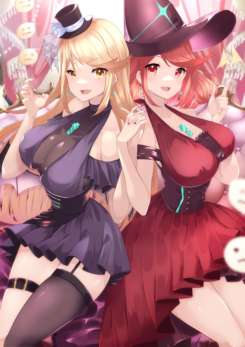 pyra and mythra (xenoblade chronicles and 1 more) drawn by risumi_(taka-fallcherryblossom)
