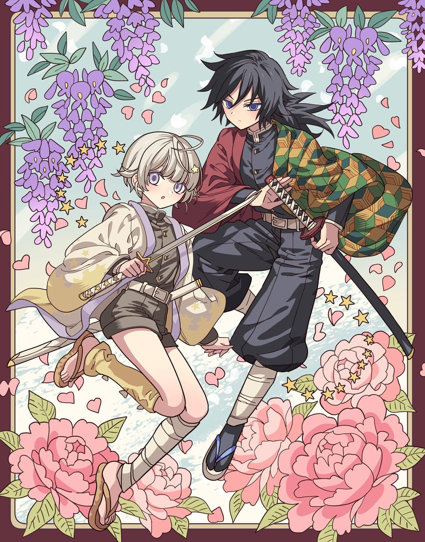 tomioka giyuu (original and 1 more) drawn by meremero