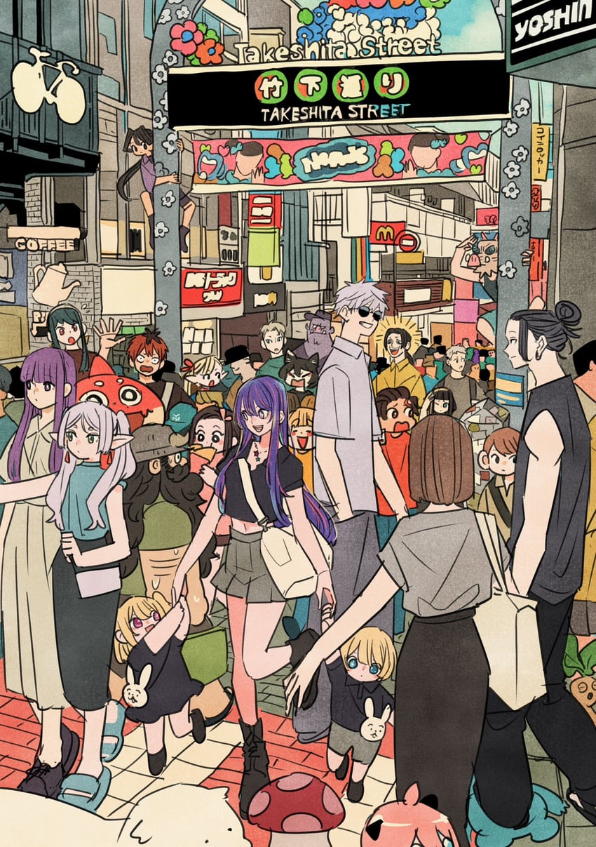 frieren, yor briar, fern, anya, marcille donato, and 24 more (sousou no frieren and 9 more) drawn by takeuchi_ryousuke