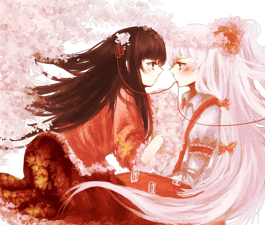 fujiwara no mokou and houraisan kaguya (touhou) drawn by gengentan