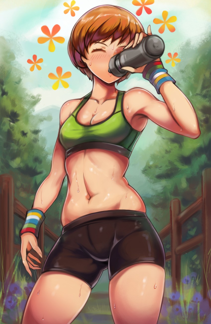 satonaka chie (persona and 1 more) drawn by toasty_scones