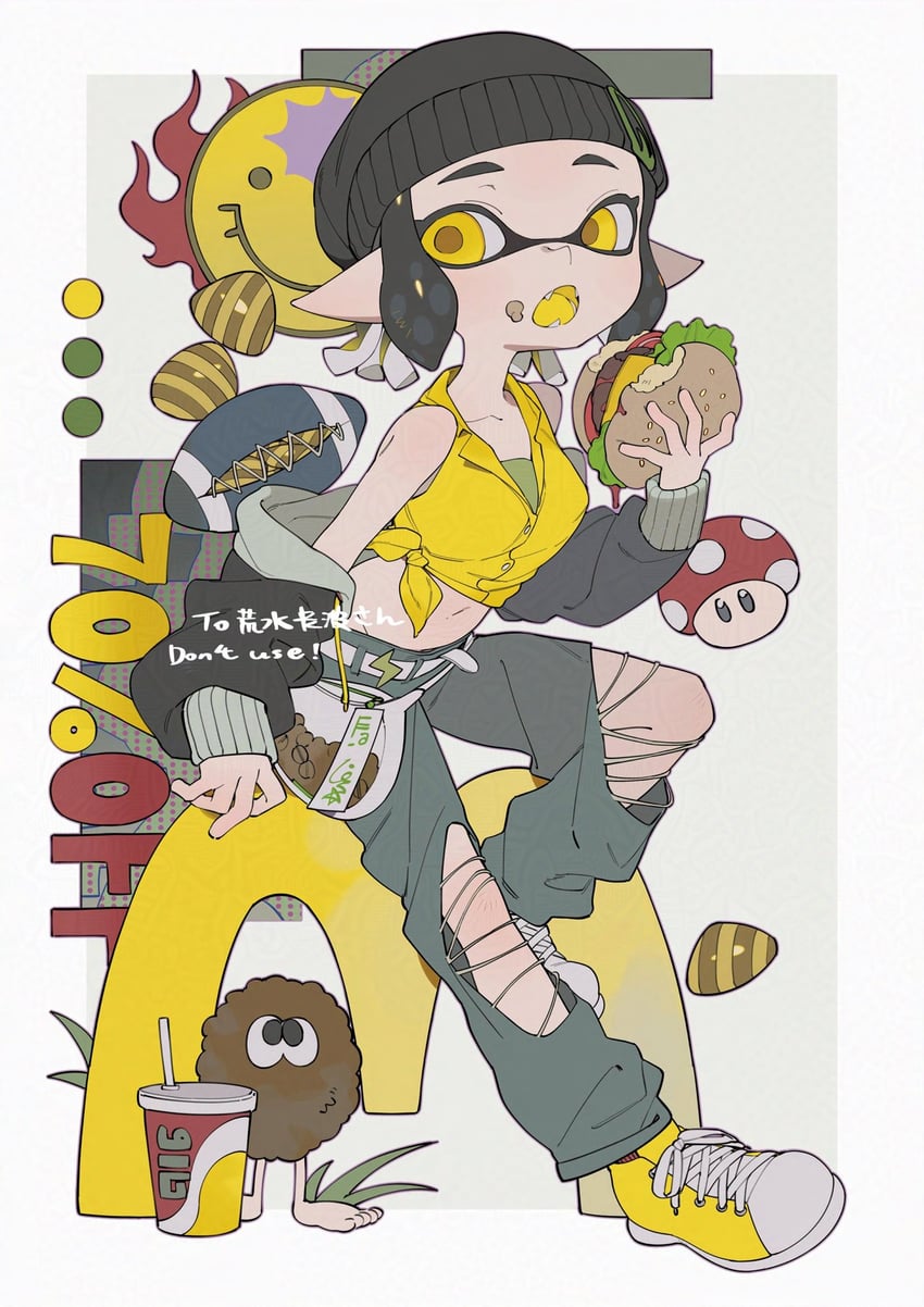 inkling player character and inkling girl (splatoon) drawn by gomi20021021