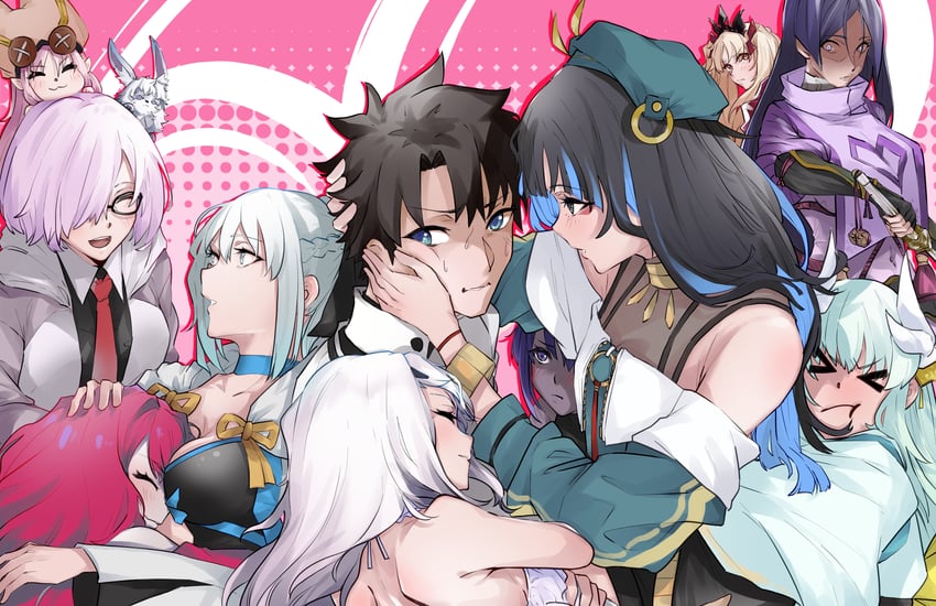 mash kyrielight, fujimaru ritsuka, minamoto no raikou, baobhan sith, ereshkigal, and 7 more (fate and 3 more) drawn by yt_(63641217)