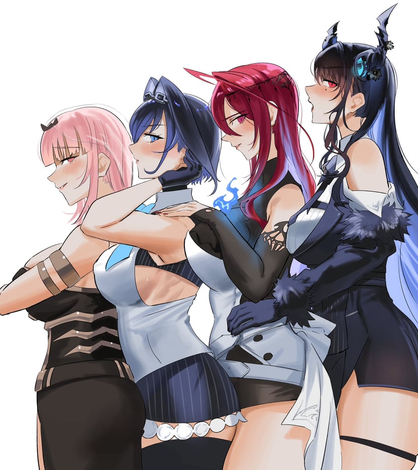 mori calliope, ouro kronii, nerissa ravencroft, and elizabeth rose bloodflame (hololive and 1 more) drawn by set7