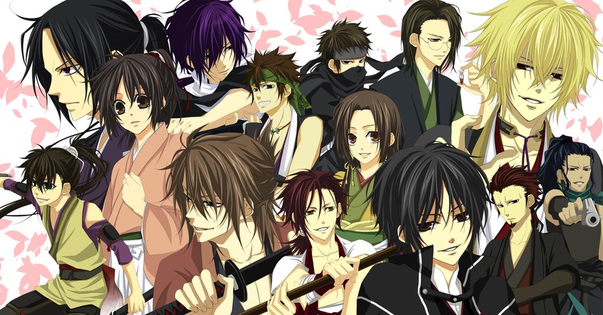 yukimura chizuru, saitou hajime, okita souji, hijikata toshizou, chikage kazama, and 8 more (hakuouki shinsengumi kitan) drawn by tohikou
