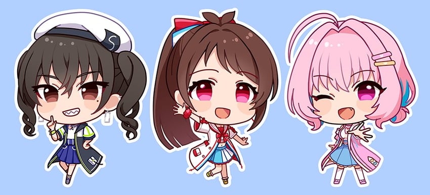 yumemi riamu, sunazuka akira, and tsujino akari (idolmaster and 1 more) drawn by sakura_ran