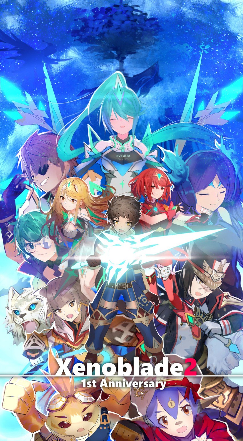 pyra, mythra, nia, rex, pneuma, and 9 more (xenoblade chronicles and 1 more) drawn by tarbo_(exxxpiation)