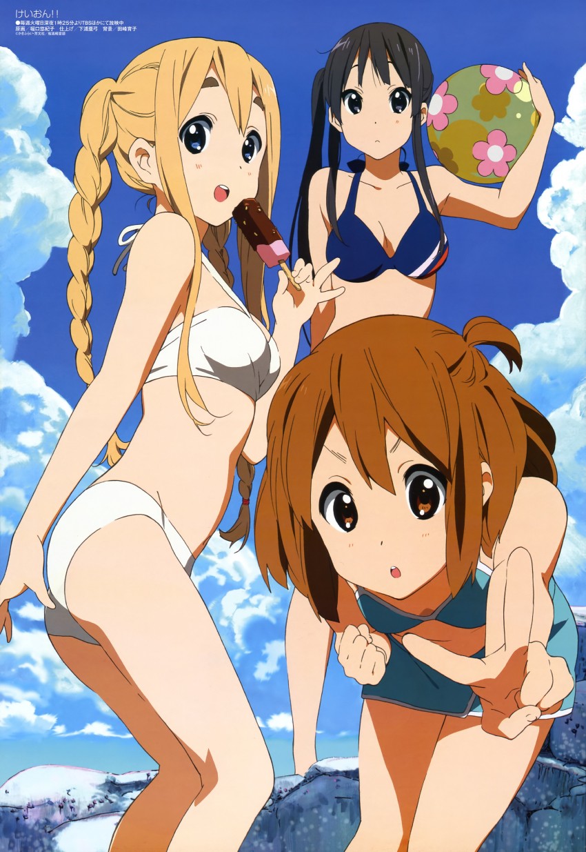 akiyama mio, hirasawa yui, and kotobuki tsumugi (k-on! and 1 more) drawn by horiguchi_yukiko