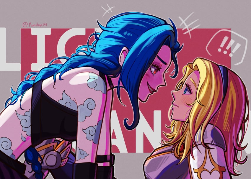 jinx, lux, and arcane jinx (league of legends and 1 more) drawn by pamsheep849