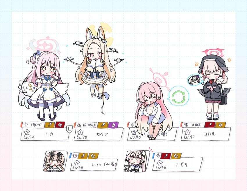 mika, koharu, hanako, seia, hifumi, and 2 more (blue archive) drawn by sateto_(user_knrf2332)