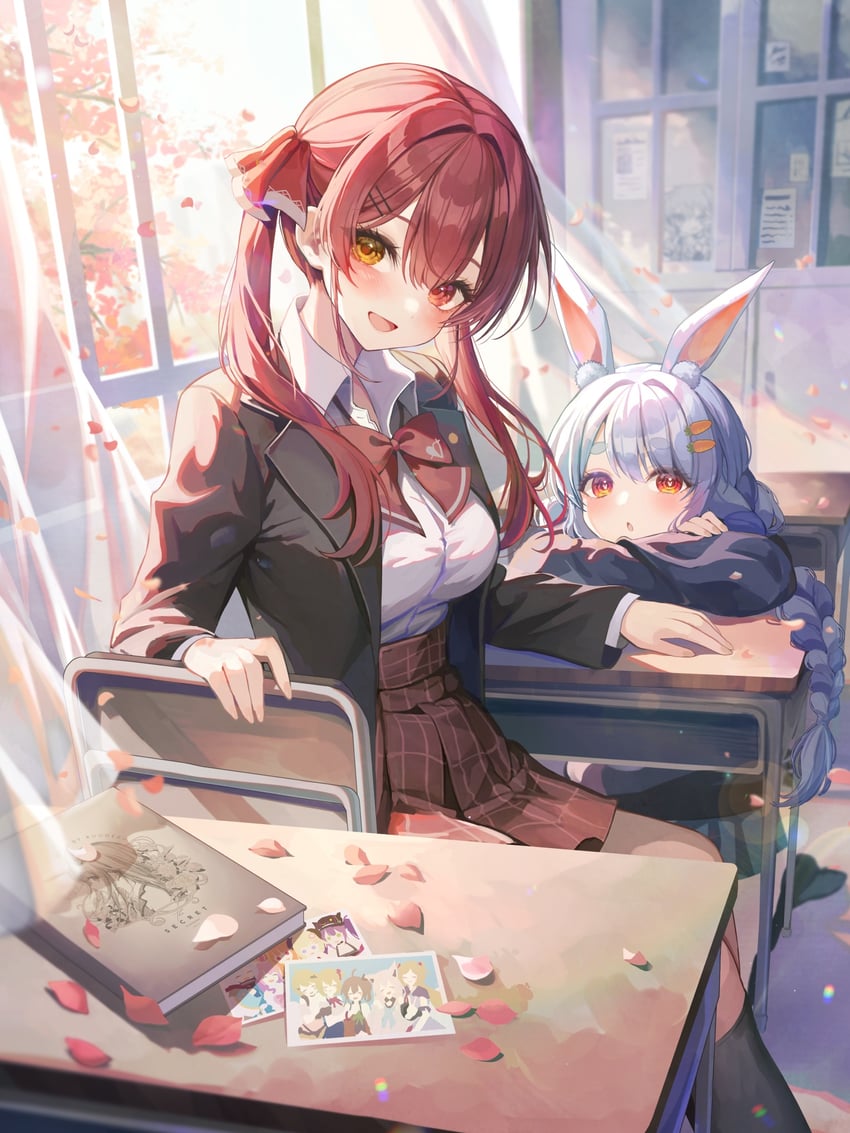 houshou marine, shirakami fubuki, usada pekora, tokoyami towa, amane kanata, and 7 more (hololive) drawn by kudo_eru