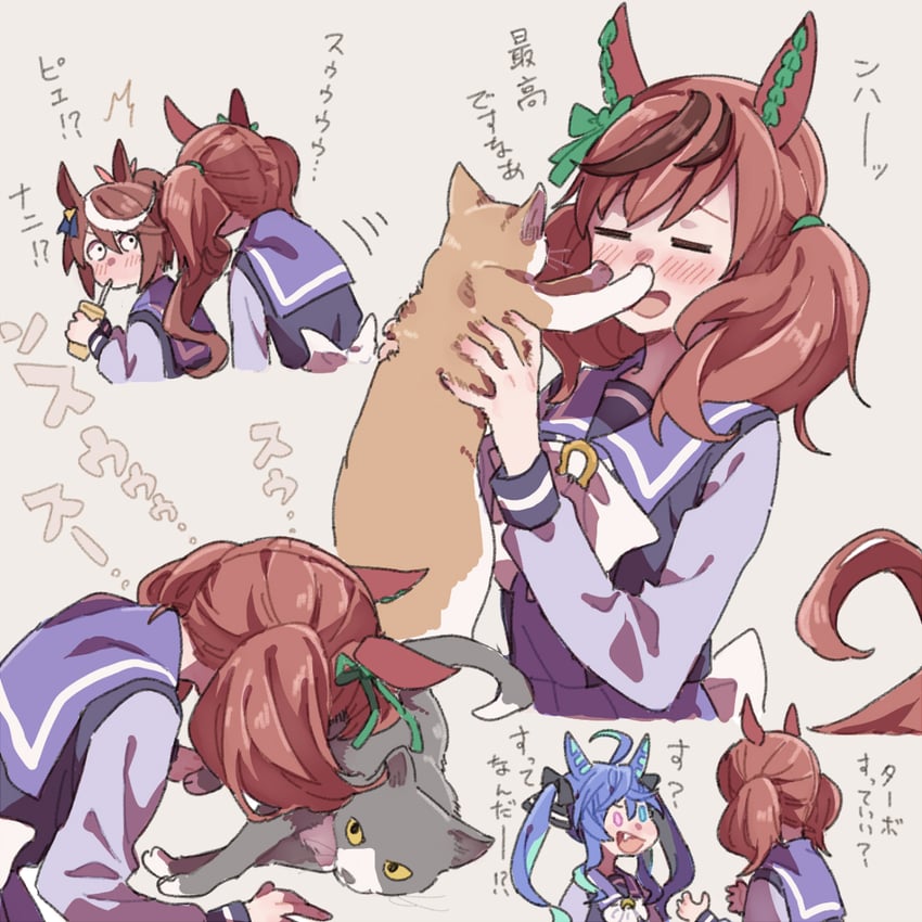 tokai teio, nice nature, and twin turbo (umamusume) drawn by ree_(re-19)