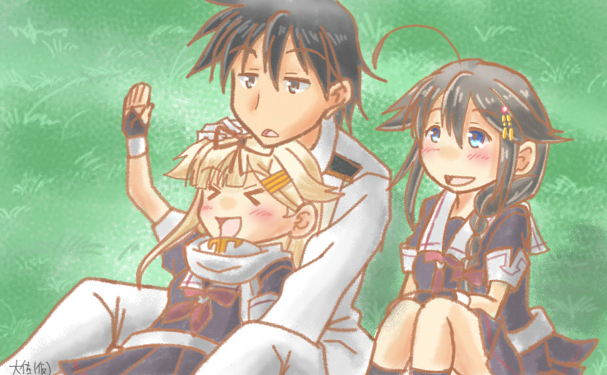 admiral, shigure, yuudachi, shigure kai ni, and yuudachi kai ni (kantai collection) drawn by taisa_(kari)