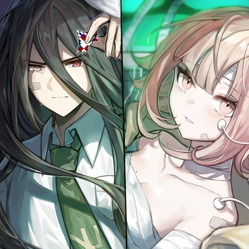 nanami chiaki, hinata hajime, and kamukura izuru (danganronpa and 2 more) drawn by sp0i0ppp