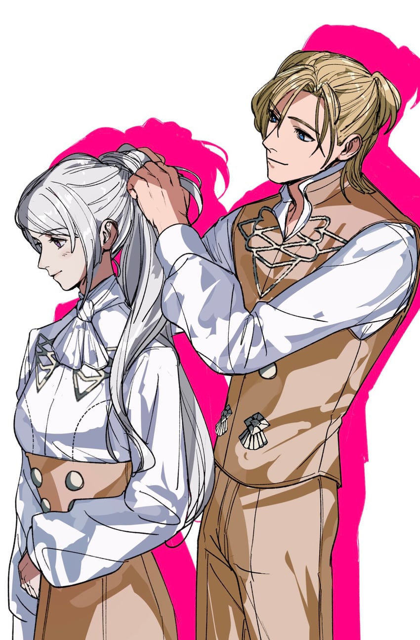 edelgard von hresvelg and dimitri alexandre blaiddyd (fire emblem and 1 more) drawn by amikoiiko