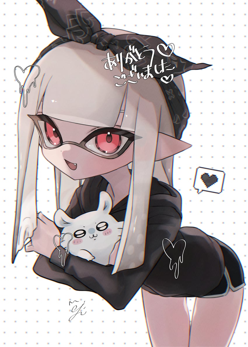 inkling player character and inkling girl (splatoon) drawn by frisk_kunn