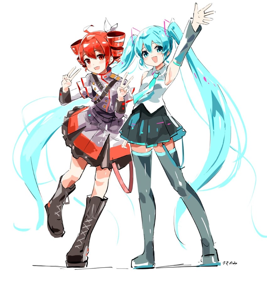 hatsune miku and kasane teto (vocaloid and 2 more) drawn by mp777b