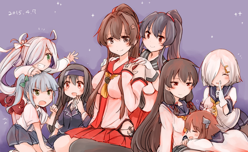 hamakaze, yamato, yukikaze, kasumi, isokaze, and 4 more (kantai collection) drawn by suna_kiririto