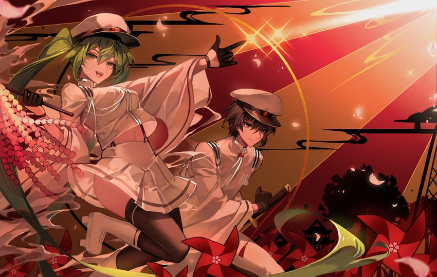hatsune miku and kaito (vocaloid and 2 more) drawn by kazenemuri