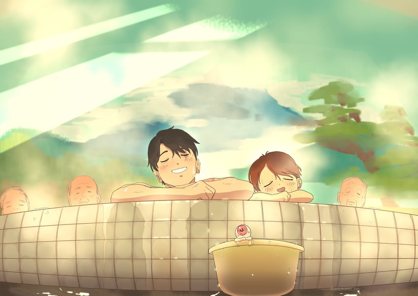 kitarou, medama oyaji, and mizuki (gegege no kitarou and 1 more) drawn by edosumo_nin