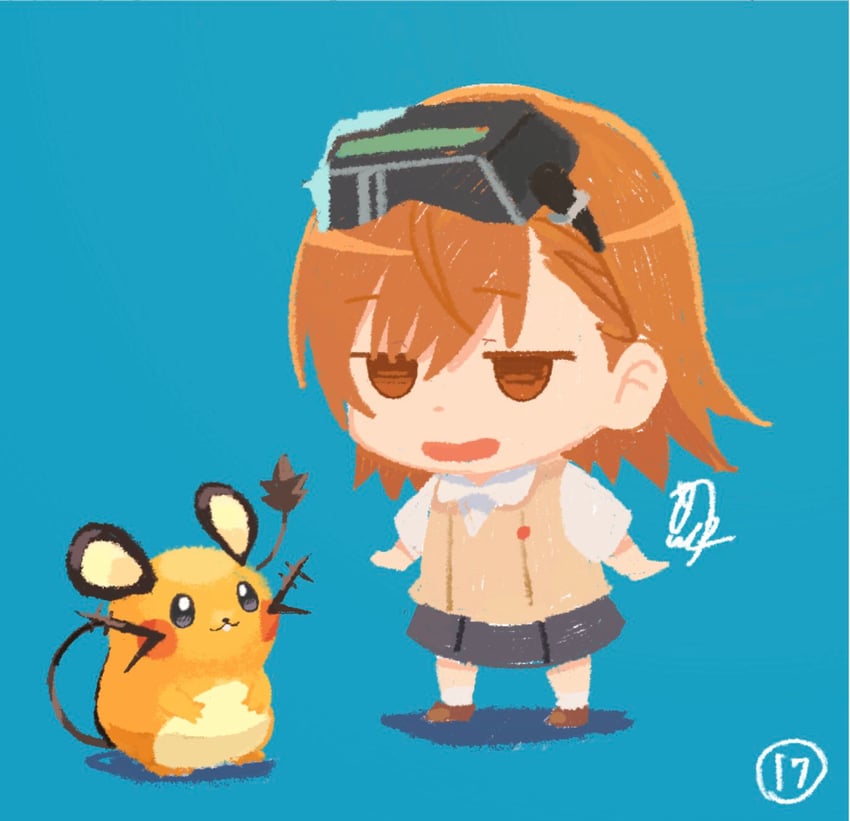 misaka imouto and dedenne (pokemon and 1 more) drawn by asshuku