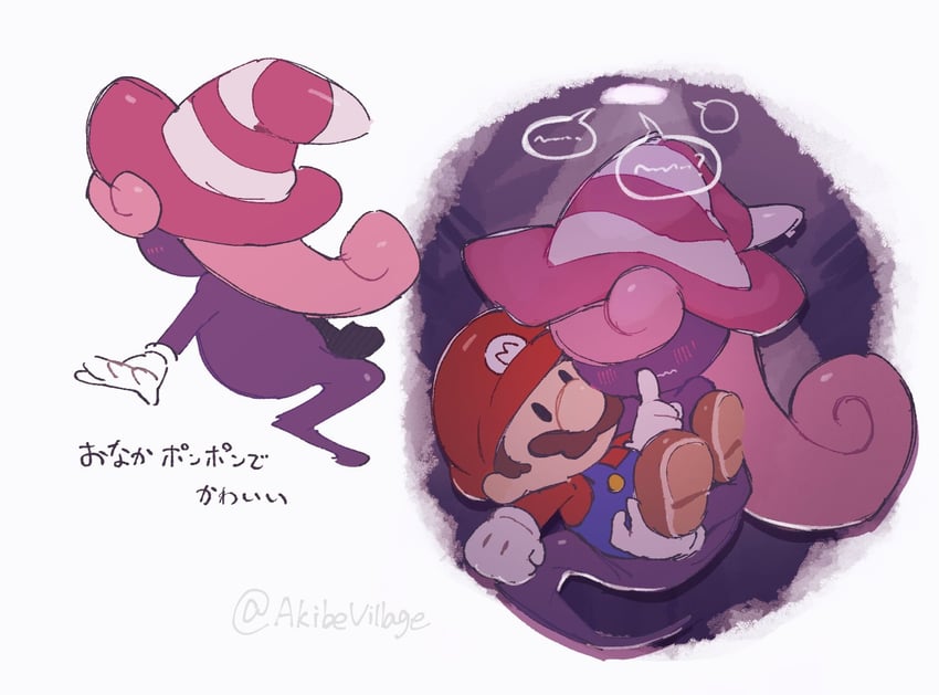 mario, vivian, and paper mario (mario and 2 more) drawn by akibevillage