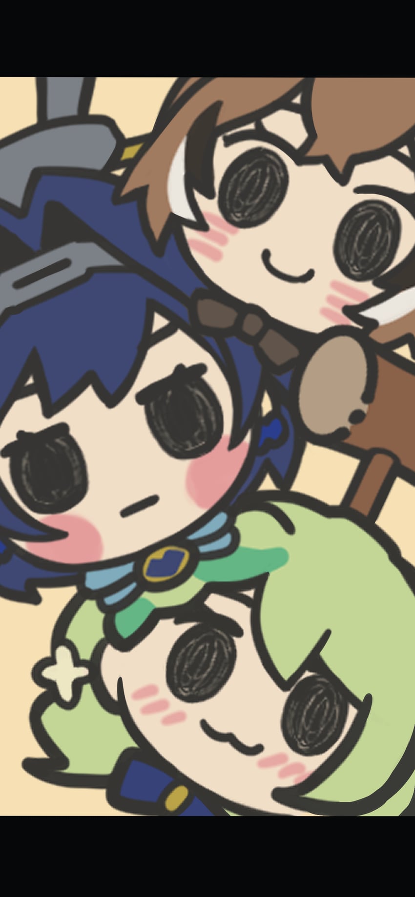 ouro kronii, nanashi mumei, ceres fauna, smol mumei, smol kronii, and 1 more (hololive and 1 more) drawn by resu_desu