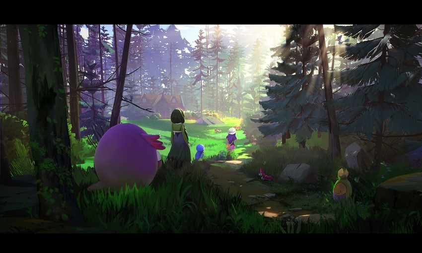 dawn, leafeon, buneary, budew, chansey, and 3 more (pokemon and 1 more) drawn by renl0l