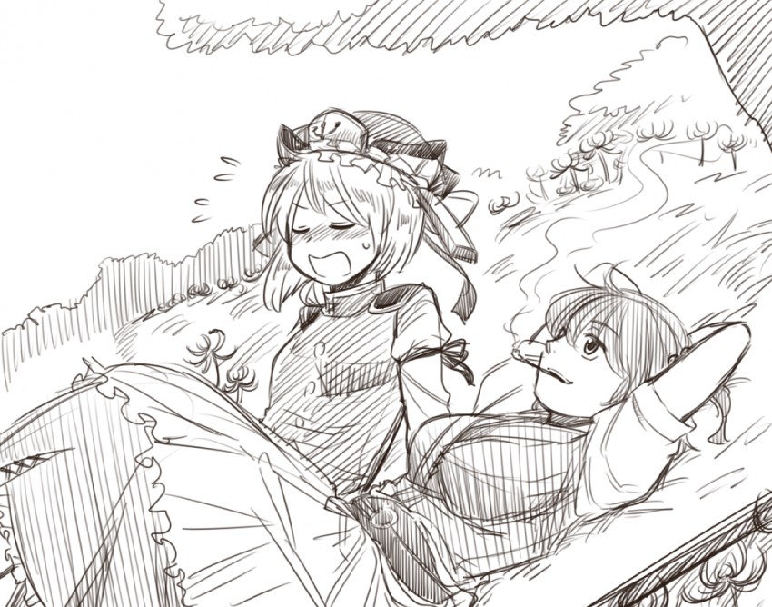 shiki eiki and onozuka komachi (touhou) drawn by koyama_shigeru