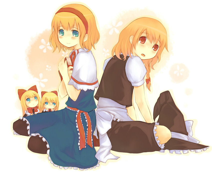 kirisame marisa, alice margatroid, and shanghai doll (touhou) drawn by keijou_(cave)