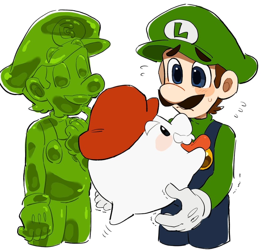 mario, luigi, gooigi, and boo mario (mario and 3 more) drawn by mimimi_(mimimim9999)