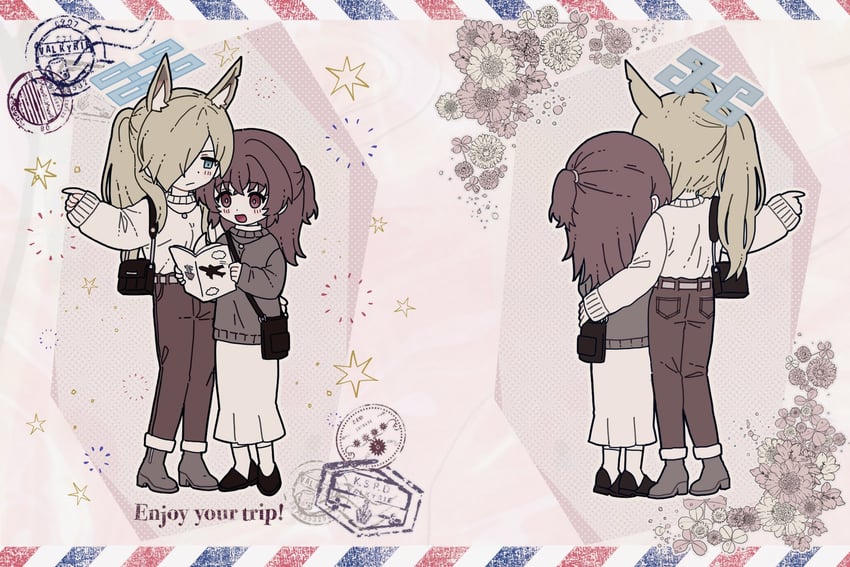 sensei, kanna, and female sensei (blue archive) drawn by senta_(ysk_0218)