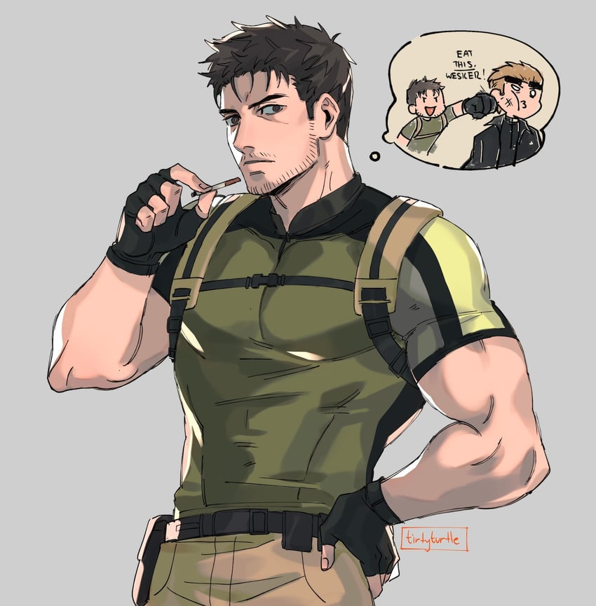chris redfield and albert wesker (resident evil and 1 more) drawn by tirtyturtle