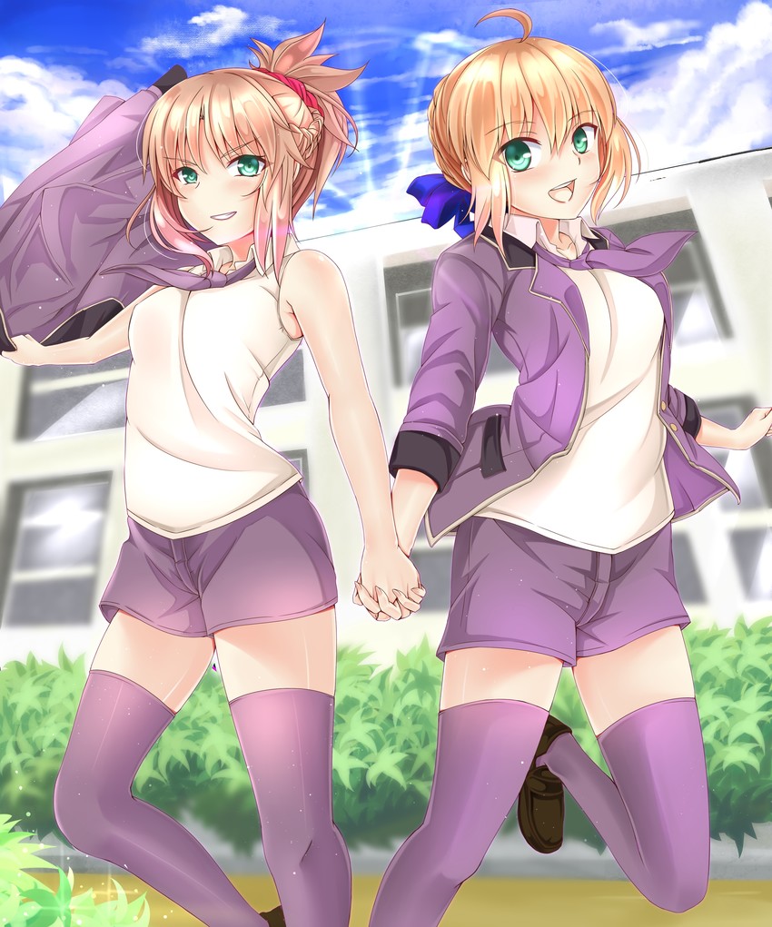 artoria pendragon, saber, and mordred (fate and 2 more) drawn by gu_li