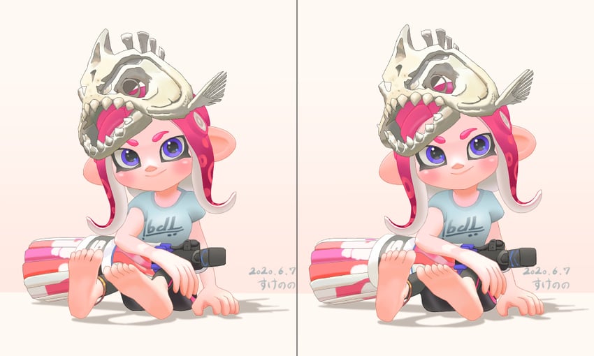 octoling player character and octoling girl (splatoon) drawn by takogirl_daisuki
