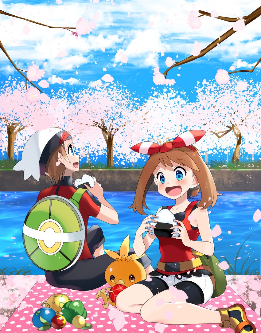 may, brendan, and torchic (pokemon and 1 more) drawn by yuihico