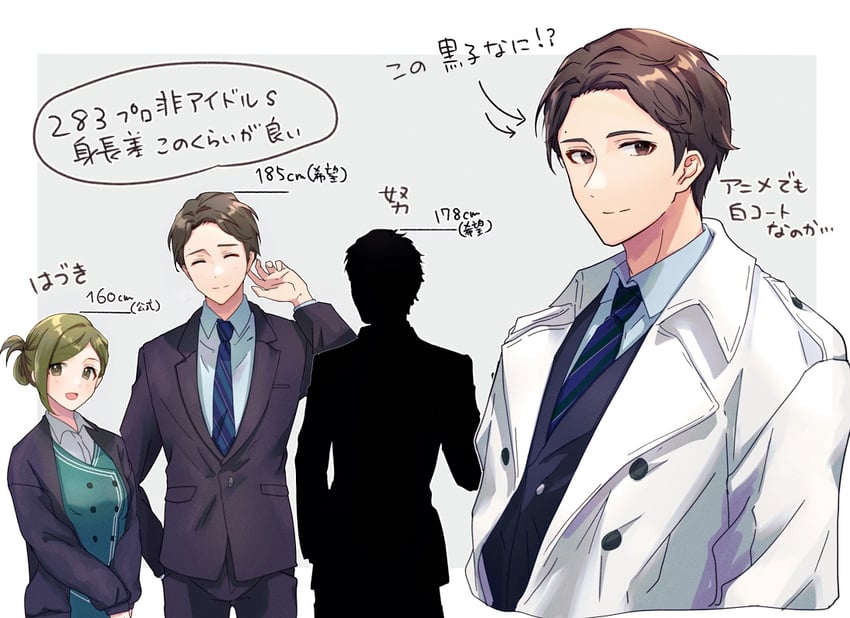producer, nanakusa hazuki, and amai tsutomu (idolmaster and 1 more) drawn by otakunocamp