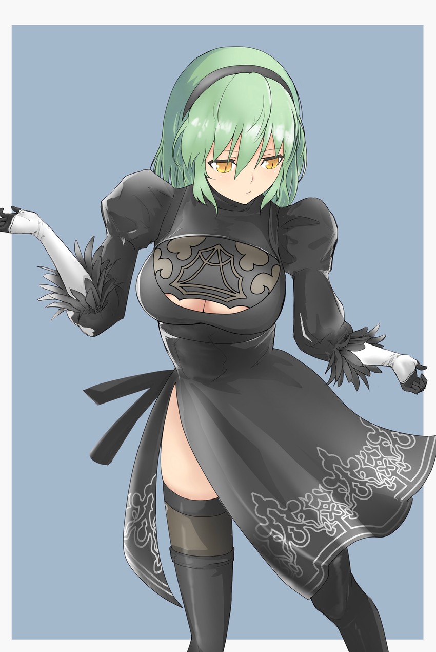 2b and hikage (nier and 2 more) drawn by zib_(boriku)