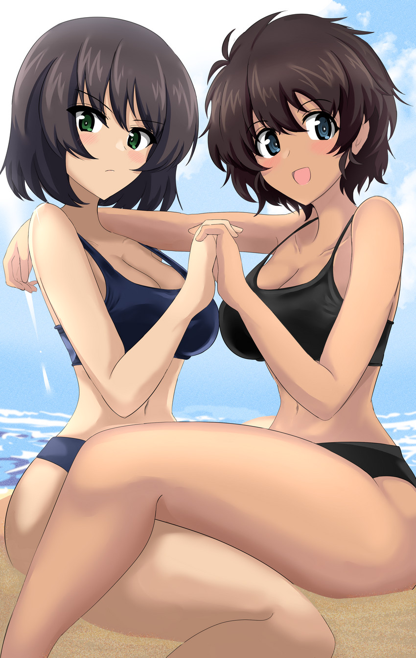 hoshino and suzuki (girls und panzer) drawn by aikir_(jml5160)